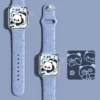 Cartoon Panda Engraved Silicone Apple Watch Band Blue