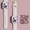 Cartoon Panda Engraved Silicone Apple Watch Band Pink