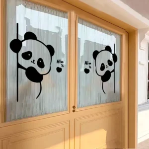 WPDCSK000270-01 Cartoon Panda Glass Door Decorative Stickers, Window, Cars