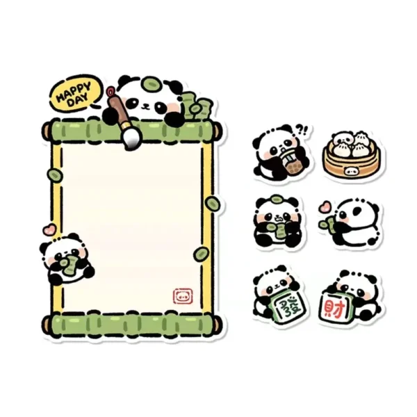 WPDCFM000031-04 Cartoon Panda Magnetic Dry-Erase Fridge Message Board