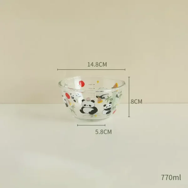 WPHHTW000206 Cartoon Panda Pattern Glass Bowl Multi-Size Fruit Dessert Bowl