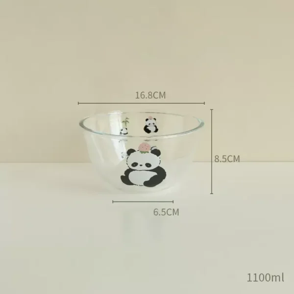 WPHHTW000207 Cartoon Panda Pattern Glass Bowl Multi-Size Fruit Dessert Bowl