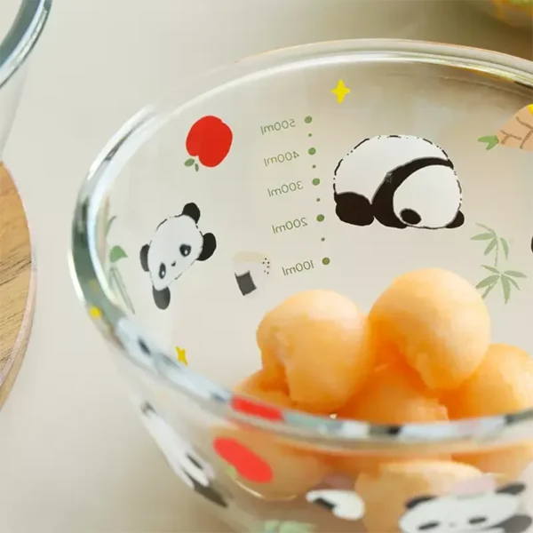 WPHHTW000205-0208-03 Cartoon Panda Pattern Glass Bowl Multi-Size Fruit Dessert Bowl