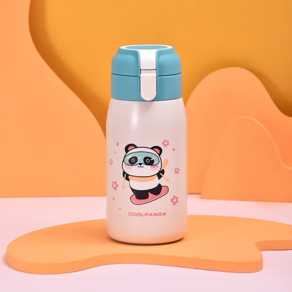 Cartoon Panda Pattern Stainless Steel Thermos Insulated Cup Blue