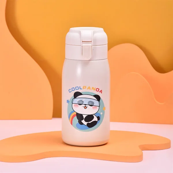 Cartoon Panda Pattern Stainless Steel Thermos Insulated Cup Light Pink