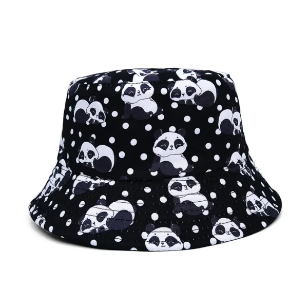 WPCTHABH0127 Cartoon Panda Printed Hat Fashion Reversible Bucket Hat