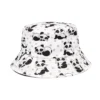 WPCTHABH0125 Cartoon Panda Printed Hat Fashion Reversible Bucket Hat White