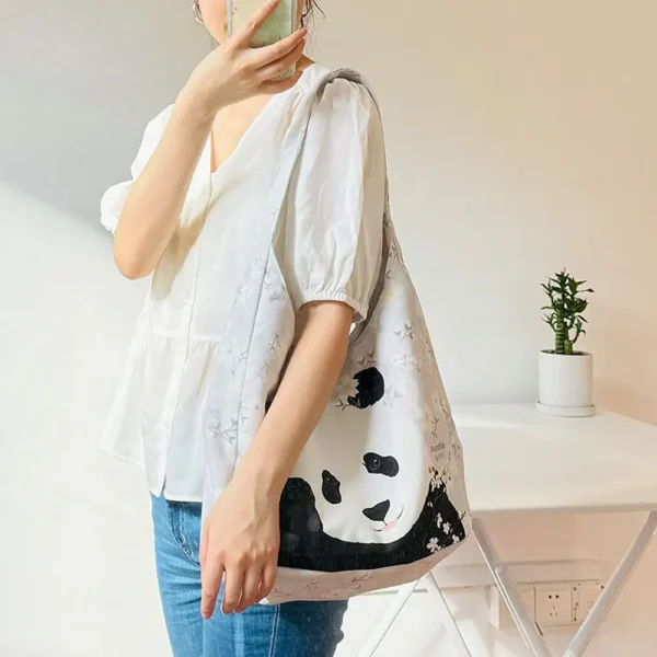 WPBGST000034-02 Cartoon Panda Tote Bag Unique Large Capacity Shoulder Bag