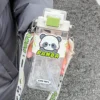 Cartoon Panda Water Bottle with Straw Portable Large Capacity