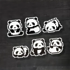 WPDCSK000263-0266 Cartoon Pixel Panda Reflective Car Sticker Personalized Decal