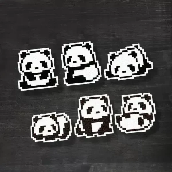 WPDCSK000263-0266 Cartoon Pixel Panda Reflective Car Sticker Personalized Decal