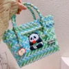 WPBGWB000155 Charming Cute Panda Hua Hua Creative Woven Basket Handbag