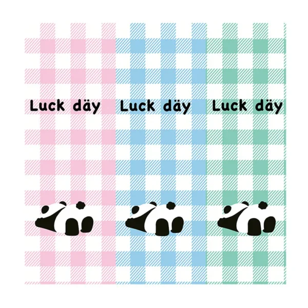 Checkered Panda Automatic Folding Umbrella for Sun and Rain