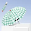 Checkered Panda Automatic Folding Umbrella for Sun and Rain