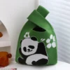 WPBGWB000082 Cheering Panda Pattern Small Woven Tote Bag