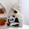 WPBGWB000078 Cheering Panda Pattern Small Woven Tote Bag