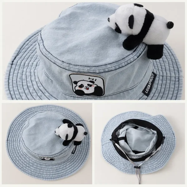 WPCTHABH0102-0104-03 Children's Bucket Hat Cartoon Hi Panda Sun Protection Hat