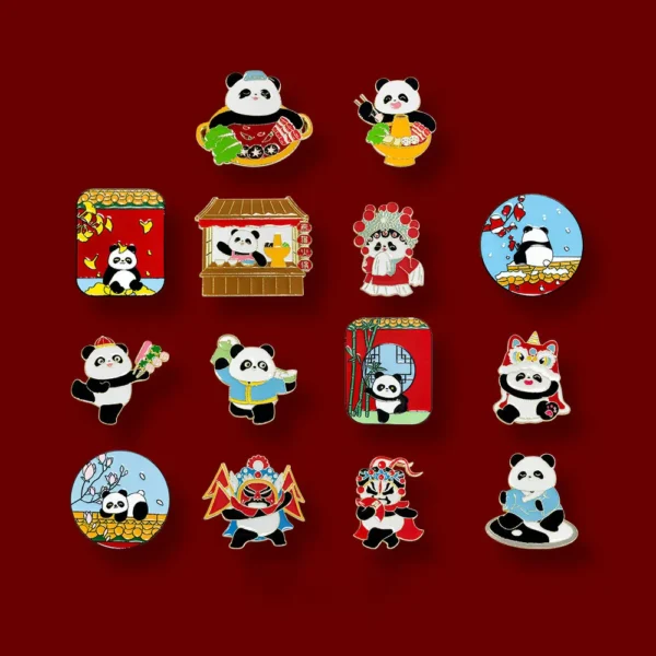 WPDCBR000148 Cartoon Little Panda Brooch Pin Bag Badge