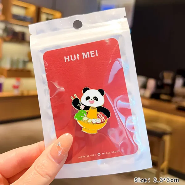 WPDCBR000158 Cartoon Little Panda Brooch Pin Bag Badge