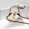WPBGST000219-01 Chinese Embroidered Panda Bamboo Handle Tote Shoulder Bag