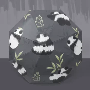 WPLSUB000278-0279-01 Chinese Painting Panda Fu Bao Folding Umbrella for Sun and Rain