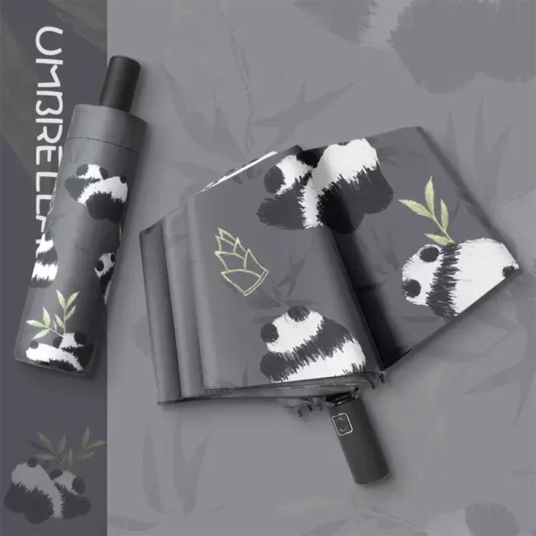 WPLSUB000278-0279-03 Chinese Painting Panda Fu Bao Folding Umbrella for Sun and Rain