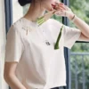 WPCTTS000681-0686-02 Chinese Style Knot Button Panda Print Elegant T-Shirt for Women