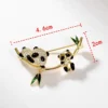 WPDCBR000141-02 Chinese-Style Panda Brooch Golden Lapel Pin Jacket Accessory