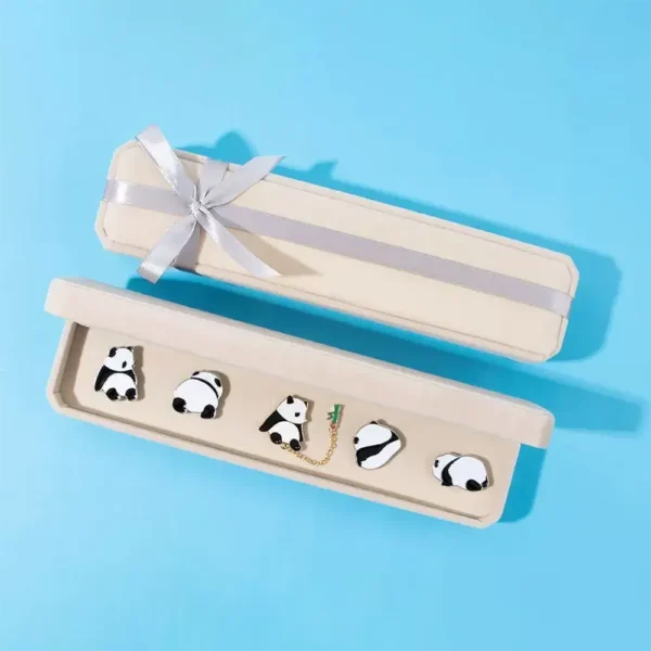 WPDCBR000185-01 Chinese Style Panda Metal Badge Brooch Accessory Gift Box Set