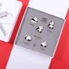 WPDCBR000185-02 Chinese Style Panda Metal Badge Brooch Accessory Gift Box Set