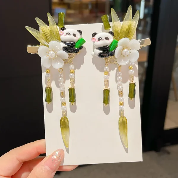 WPDCHA000231 Chinese Vintage Style Cute Panda Hair Clip Headband for Girls