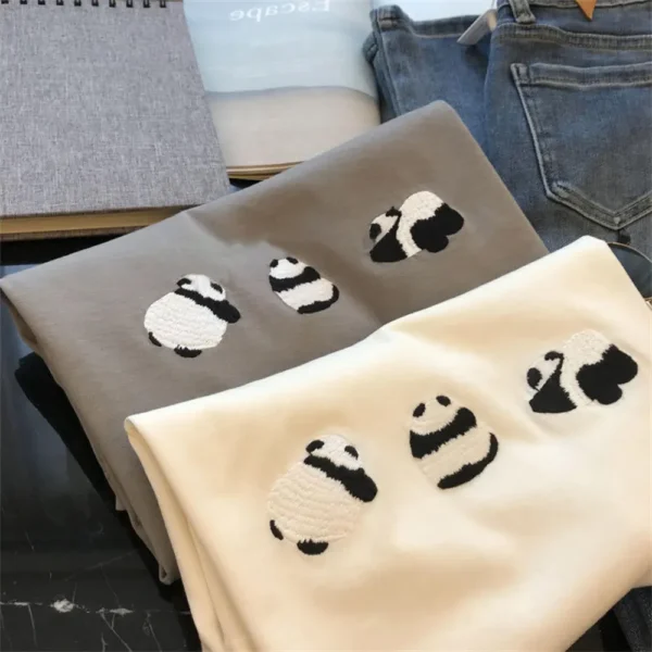WPCTTS000657-0664-03 Chubby Pandas Print Cotton Short Sleeve Women's T-Shirt