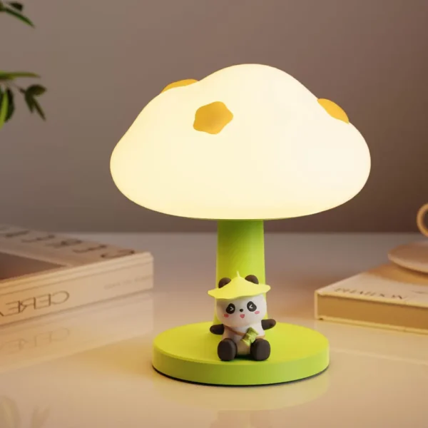 WPLSLM000338-01 Cloud-Shaped Panda Figurine Touch Night Light Bedside Lamp