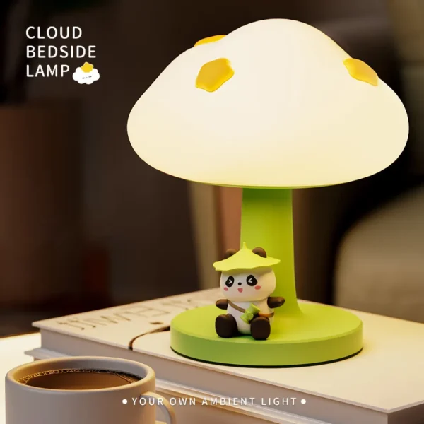 WPLSLM000338-02 Cloud-Shaped Panda Figurine Touch Night Light Bedside Lamp