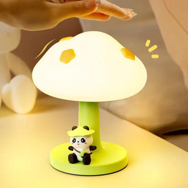 WPLSLM000338-03 Cloud-Shaped Panda Figurine Touch Night Light Bedside Lamp