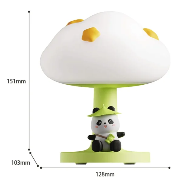 WPLSLM000338-04 Cloud-Shaped Panda Figurine Touch Night Light Bedside Lamp
