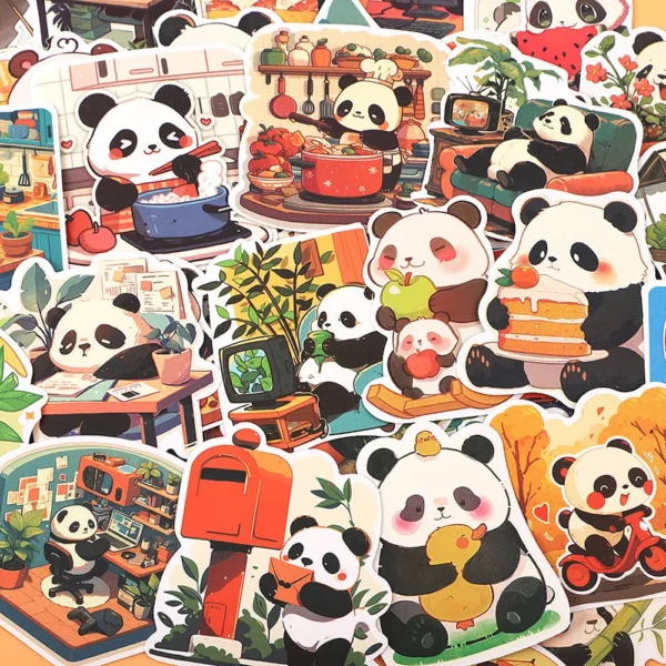 WPDCSK000276-01 Comic Panda Daily Doodle Sticker Cartoon Sticker 55 Pieces Set