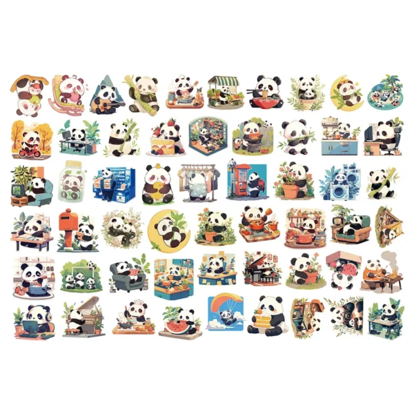 WPDCSK000276-04 Comic Panda Daily Doodle Sticker Cartoon Sticker 55 Pieces Set