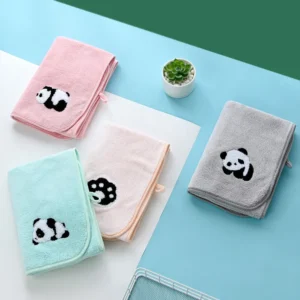 WPCTTW000181-0185-01 Coral Fleece Panda Embroidered Soft Towel and Bath Towel Set