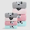 WPCTTW000181-0185-03 Coral Fleece Panda Embroidered Soft Towel and Bath Towel Set