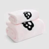 WPCTTW000182 Coral Fleece Panda Embroidered Soft Towel and Bath Towel Set