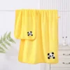 WPCTTW000185 Coral Fleece Panda Embroidered Soft Towel and Bath Towel Set