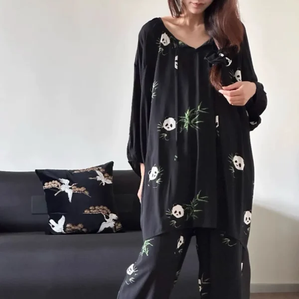 WPCTPM000255 Cotton Sleepwear Pajamas Panda Print Premium Loungewear Set