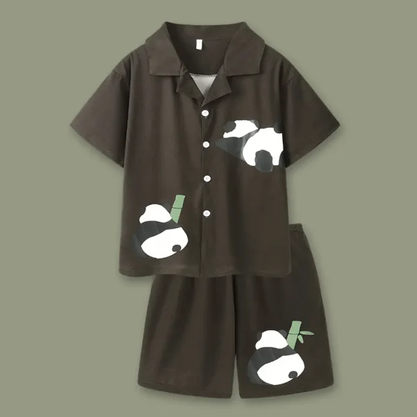 WPCTPM000225 Couple's Pajama Cute Panda Short-Sleeve Set Black