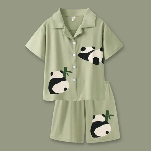 WPCTPM000220 Couple's Summer Pajama Cute Panda Cotton Short-Sleeve Set
