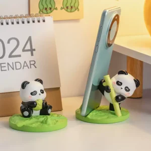 Creative Bamboo Panda Phone Stand Desk Decor Ornament