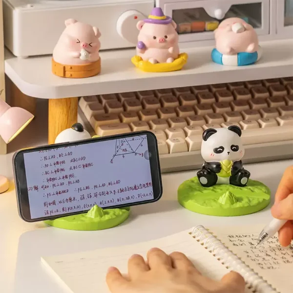 WPASPH000341-0342-02 Creative Bamboo Panda Phone Stand Desk Decor Ornament