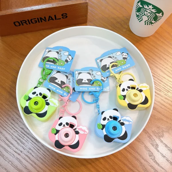 WPDCCM000089-0092-02 Creative Cartoon Panda Camera Shaped Projector Keychain