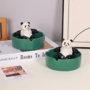 WPDTOM000033-01 Creative Ceramic Ashtray Cartoon Panda Ornament Decoration