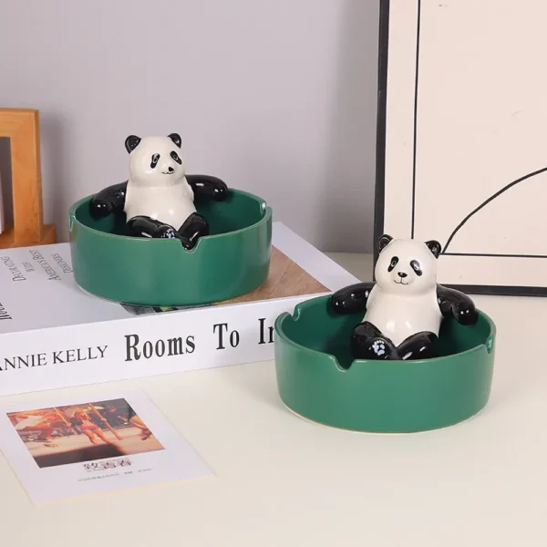 WPDTOM000033-01 Creative Ceramic Ashtray Cartoon Panda Ornament Decoration